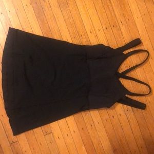 lululemon built in bra black tank top thick straps